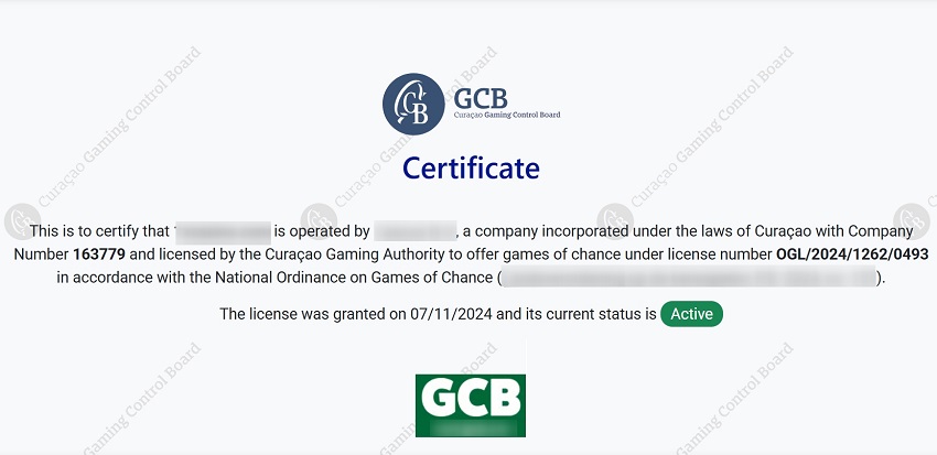 Страница с подтверждением легальности компании