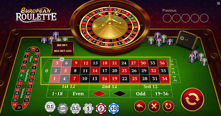Игровой стол европейской рулетки