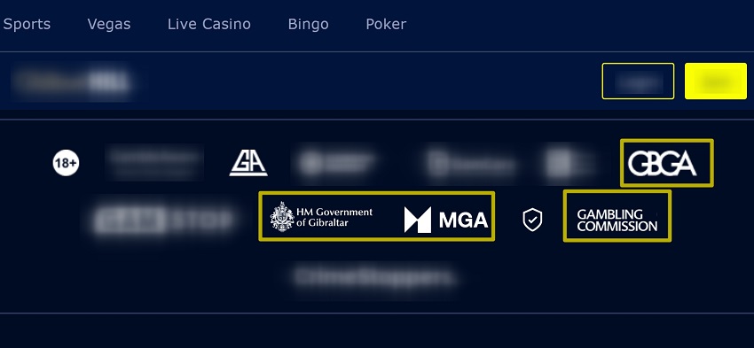 Эмблемы регуляторов на сайте казино